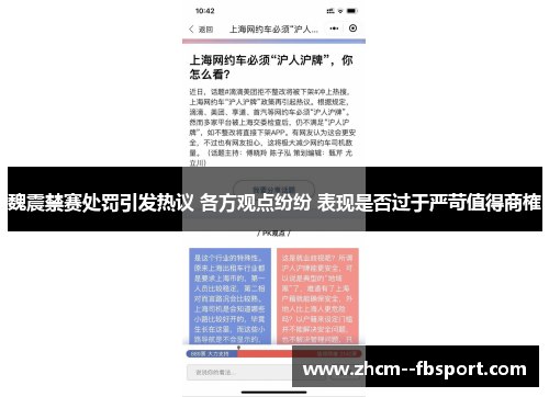 魏震禁赛处罚引发热议 各方观点纷纷 表现是否过于严苛值得商榷
